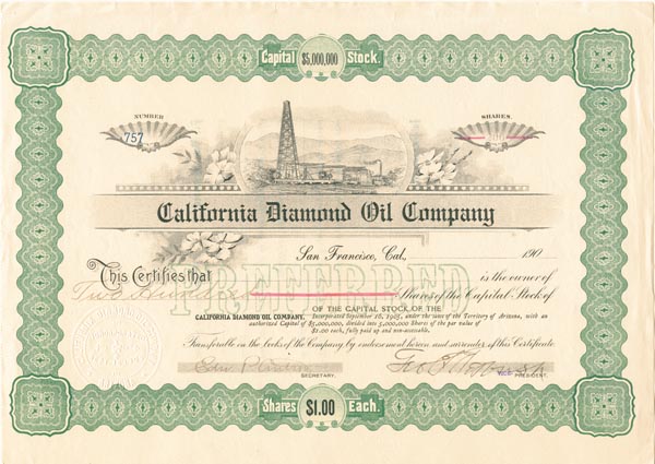 California Diamond Oil Co. - Stock Certificate